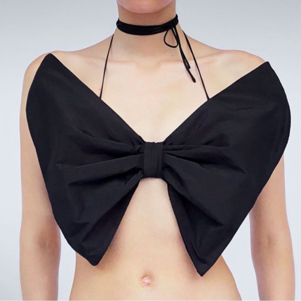 NWOT Viral Zara Black Bow Top Size S